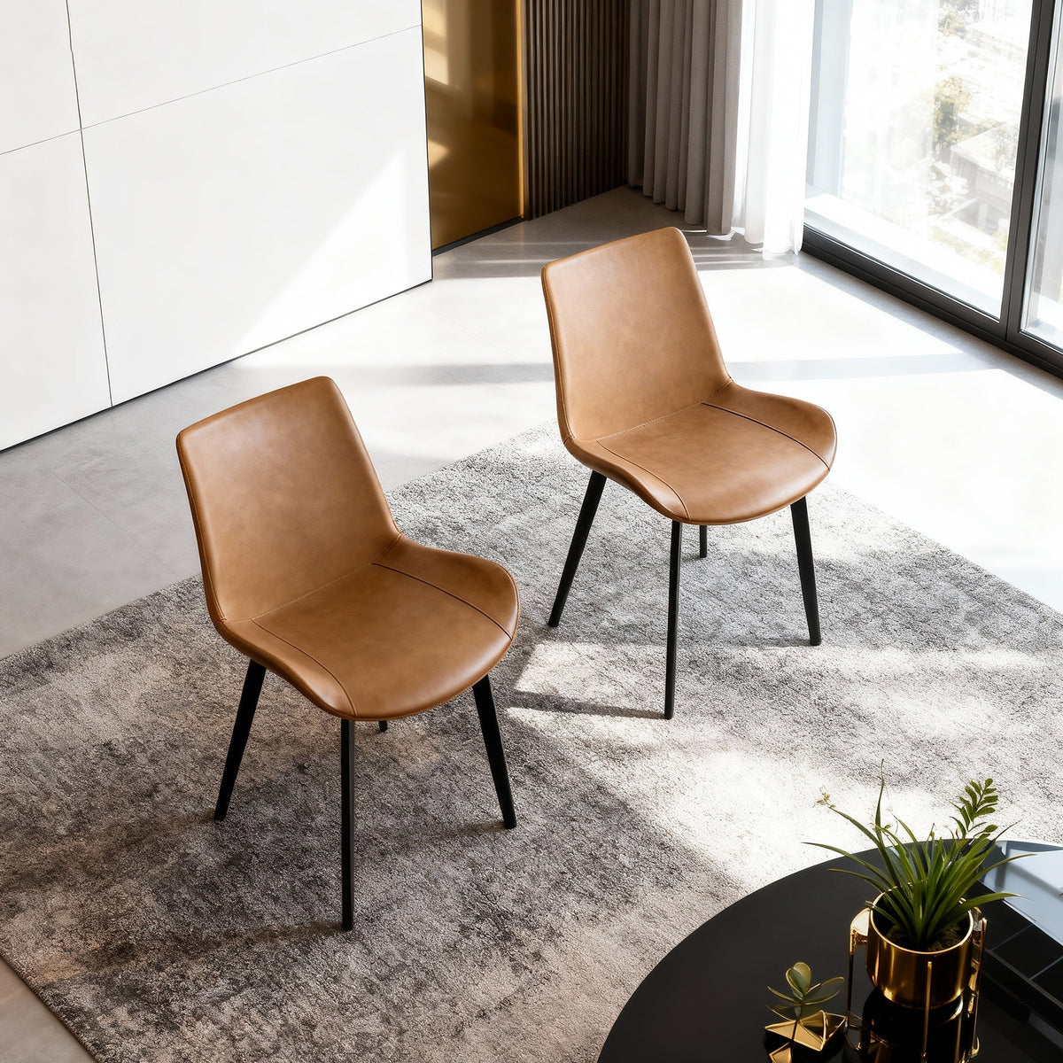PU Leather Dining Chair with Metal Legs 4PCS/CTN