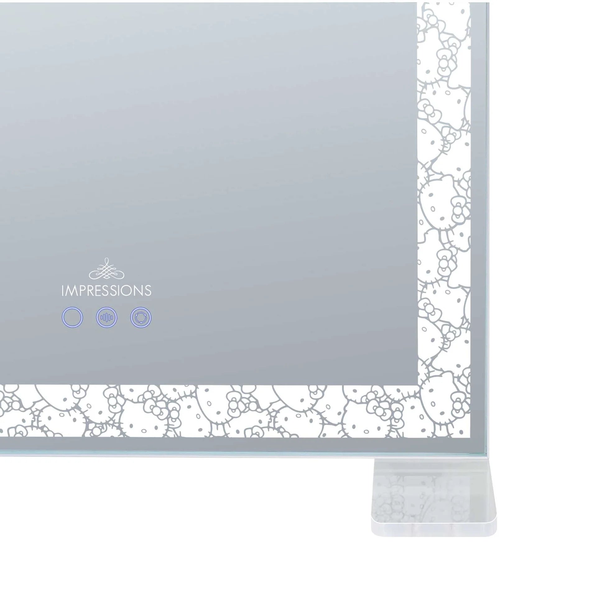 Hello Kitty-themed mirror with floral frame on a white background