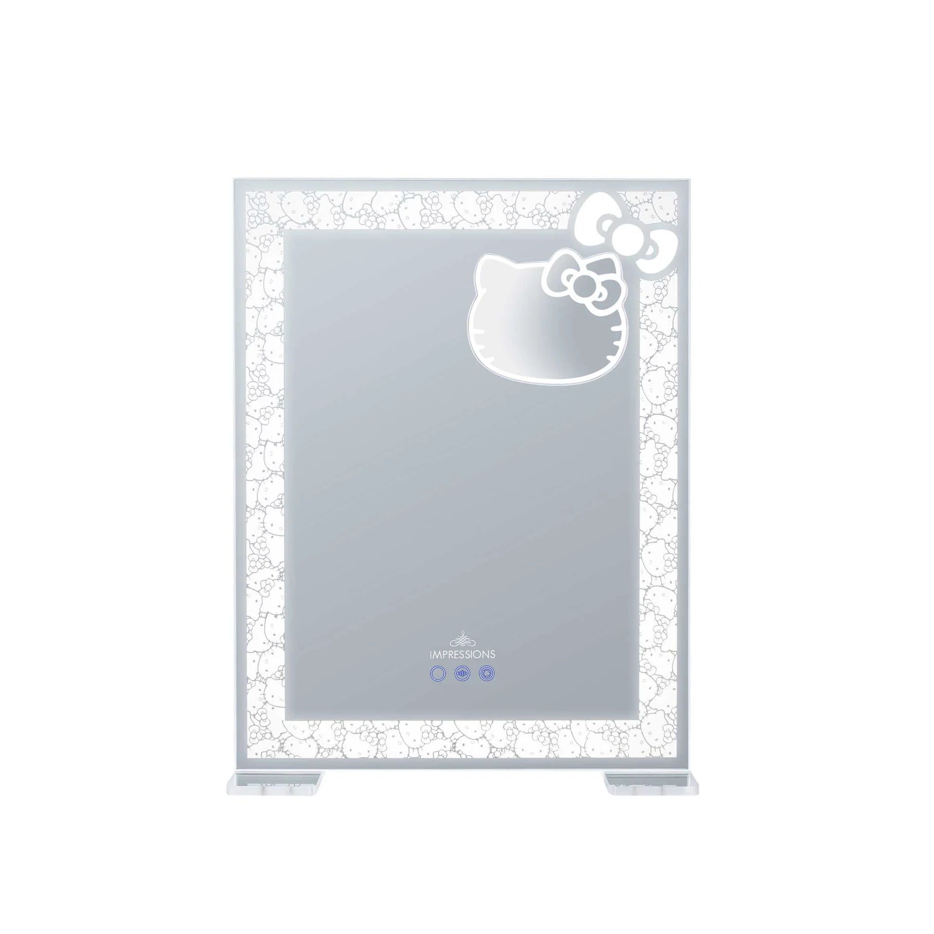Hello Kitty-themed mirror with floral frame on a white background