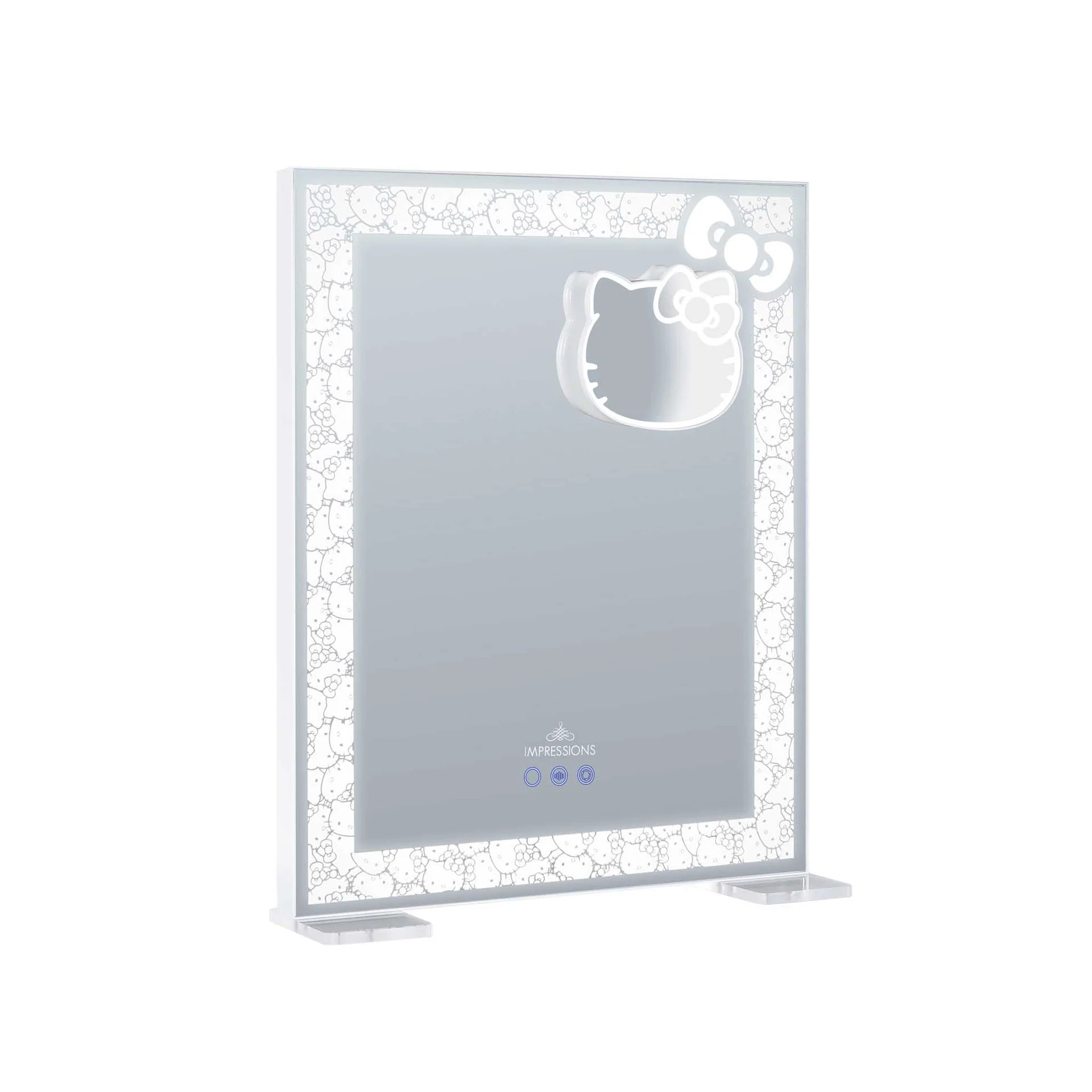 Hello Kitty-themed mirror with floral frame on a white background