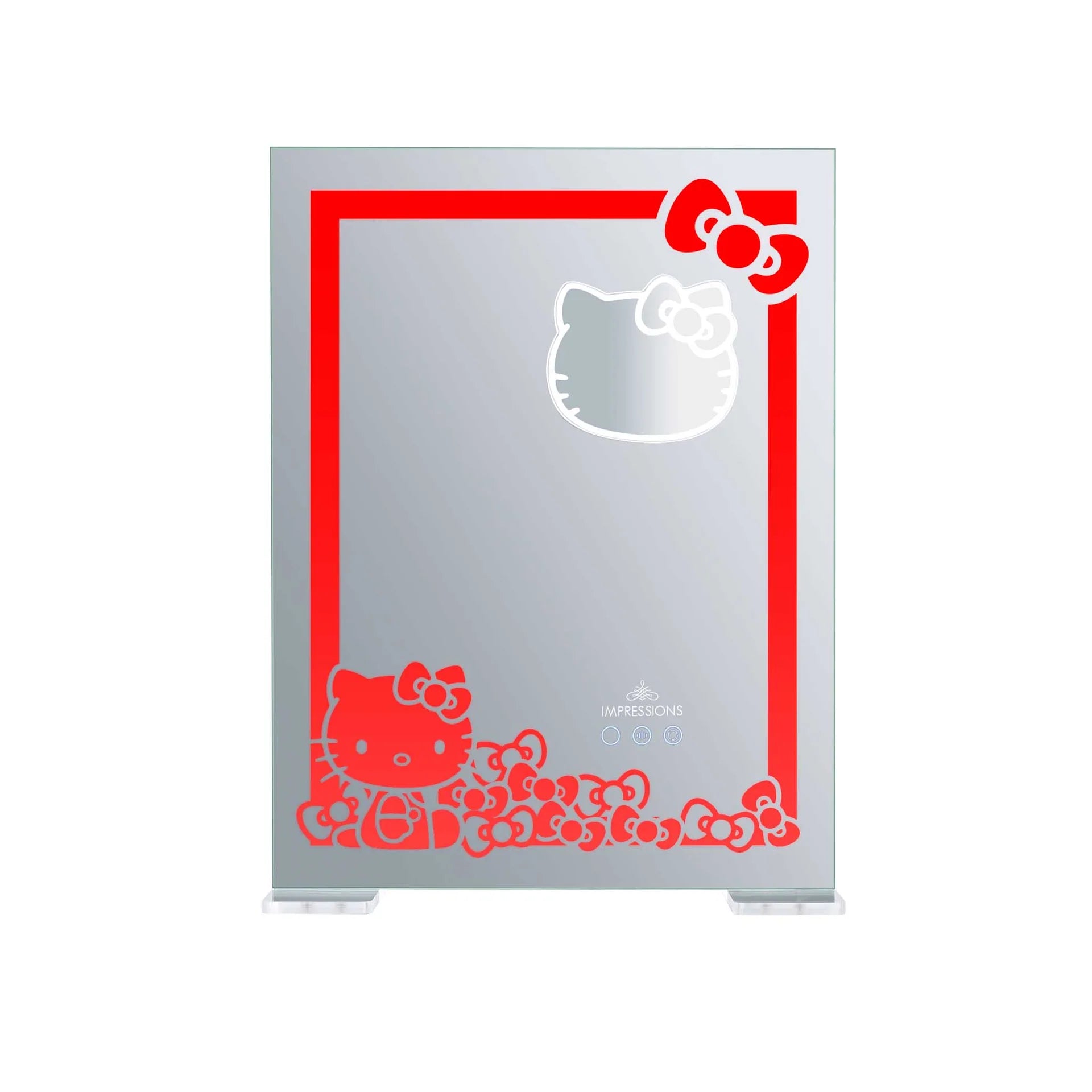 Hello Kitty-themed product with red and white design on a gray background