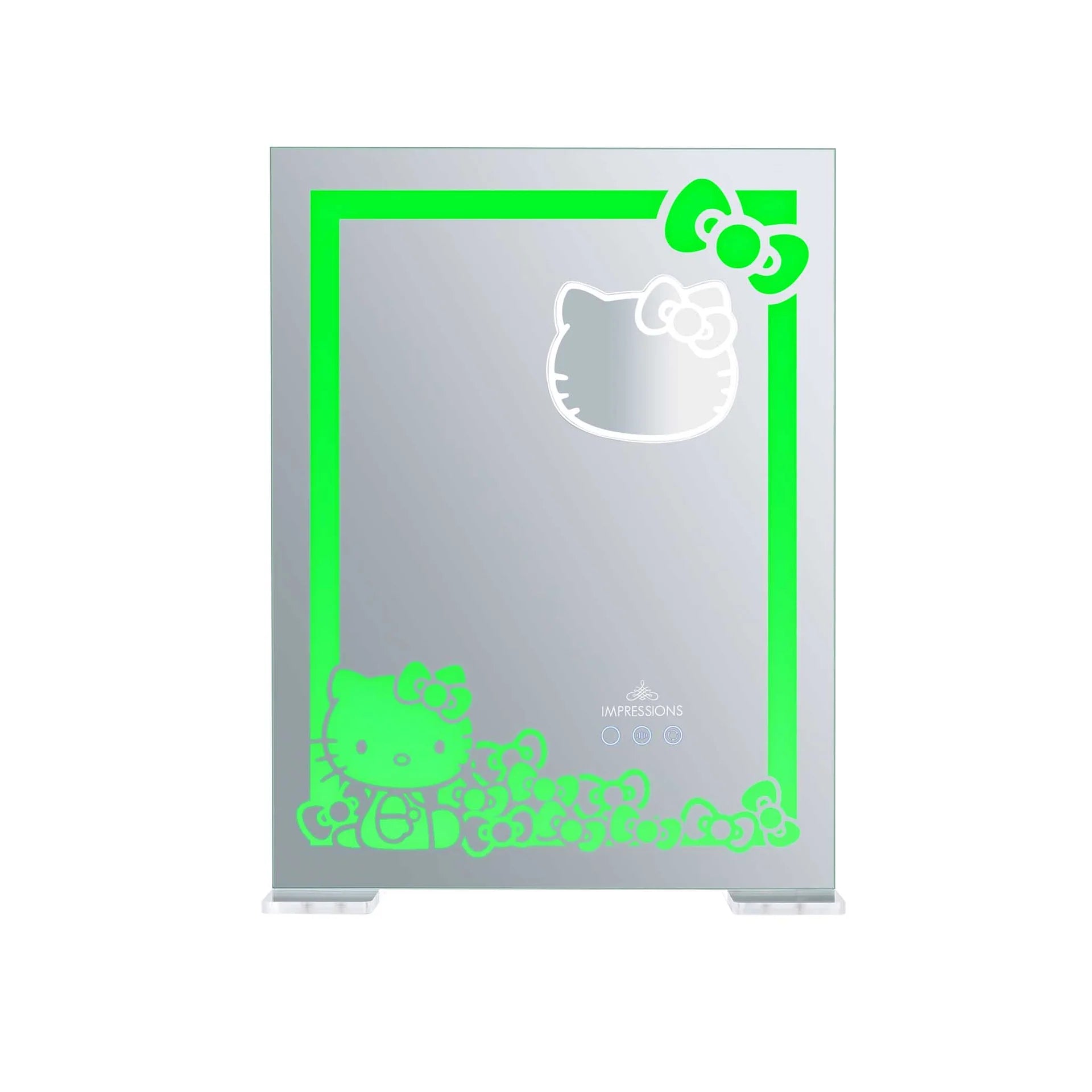 Hello Kitty-themed photo frame with green border on a white background