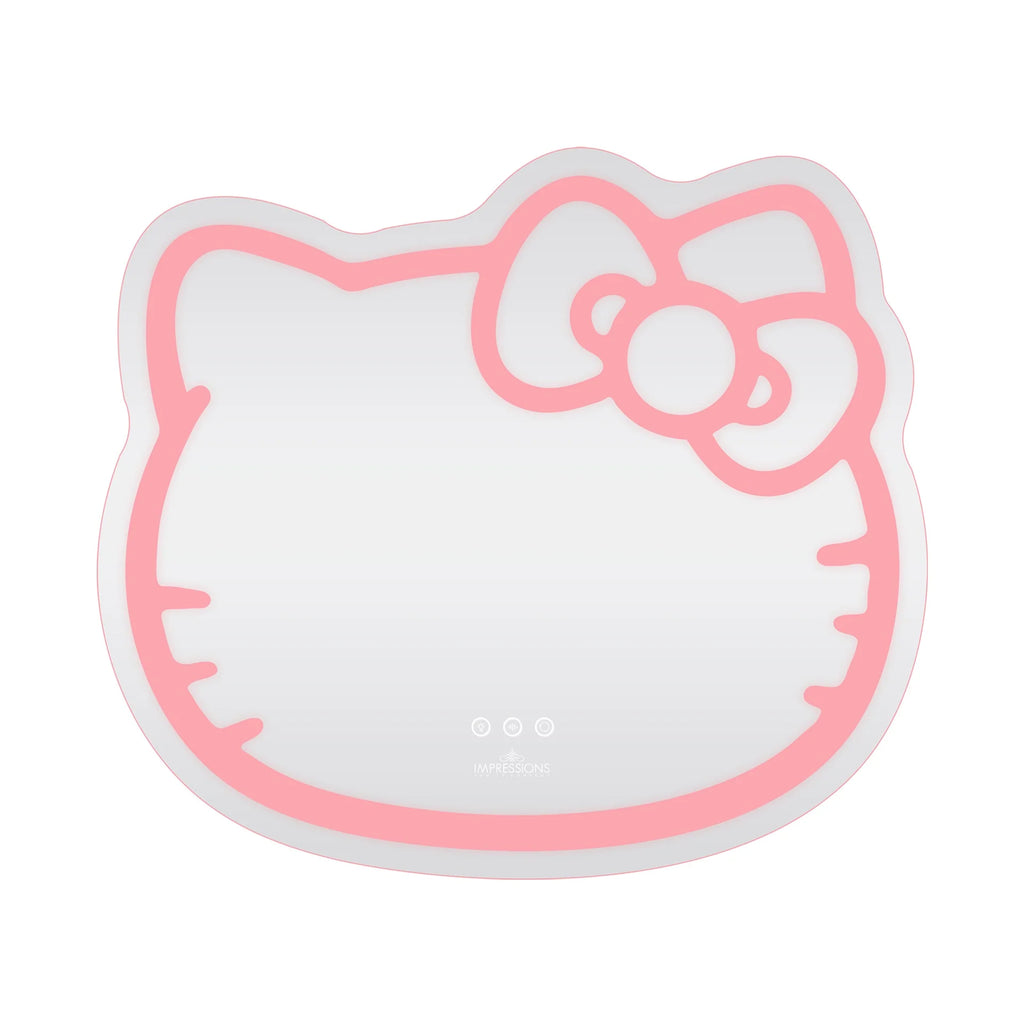 Hello Kitty-shaped mouse pad with pink outline on a white background
