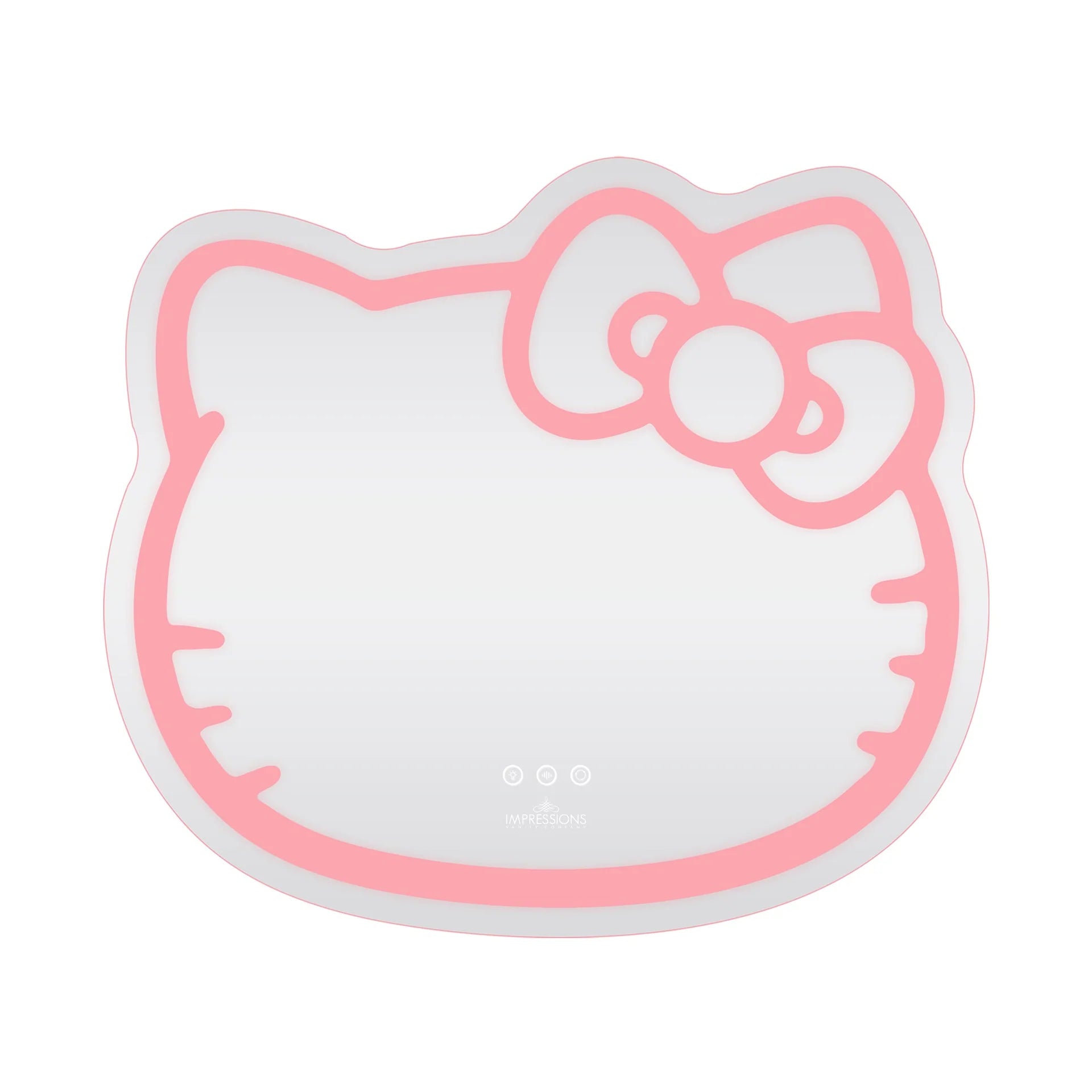 Hello Kitty-shaped mouse pad with pink outline on a white background