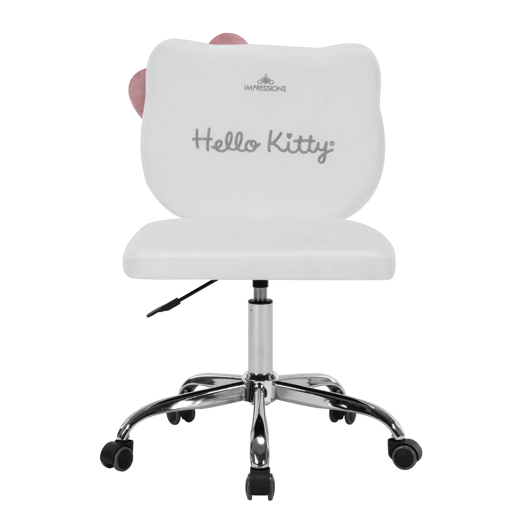 White office chair with 'Hello Kitty' branding on a white background
