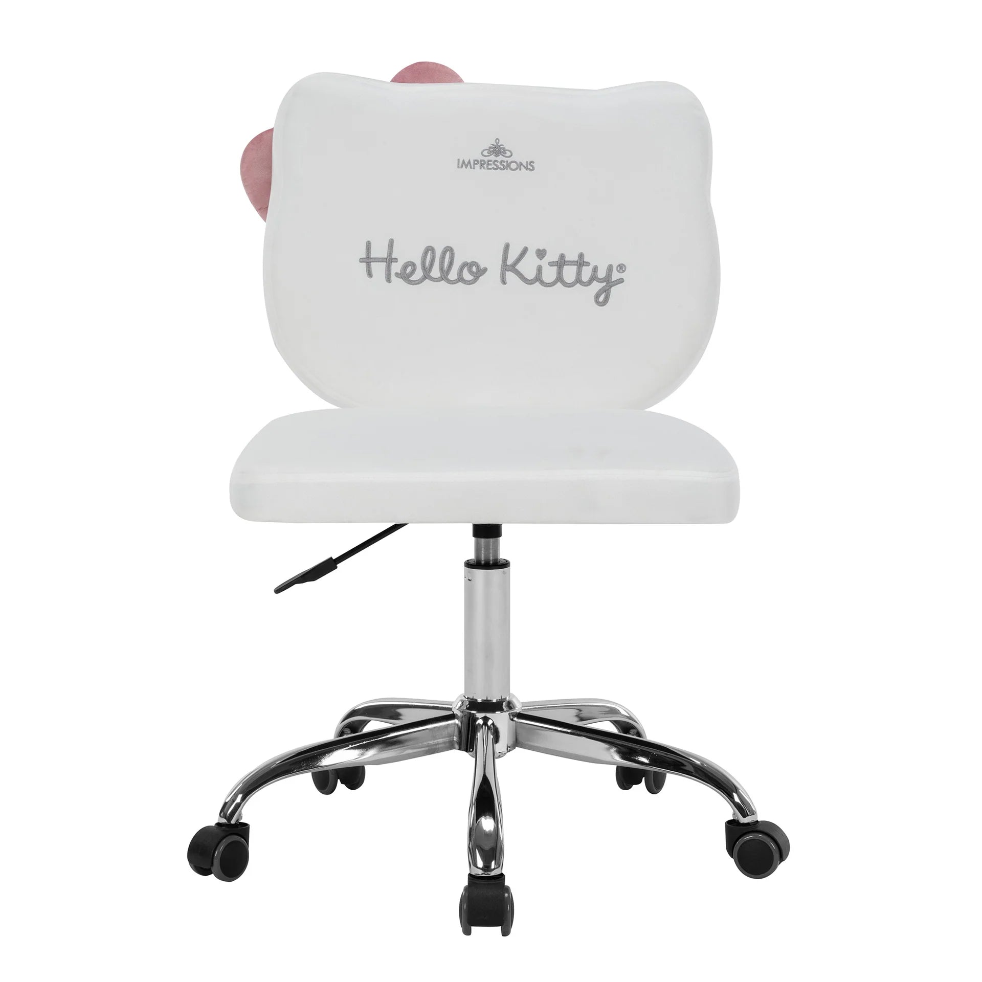 White office chair with 'Hello Kitty' branding on a white background