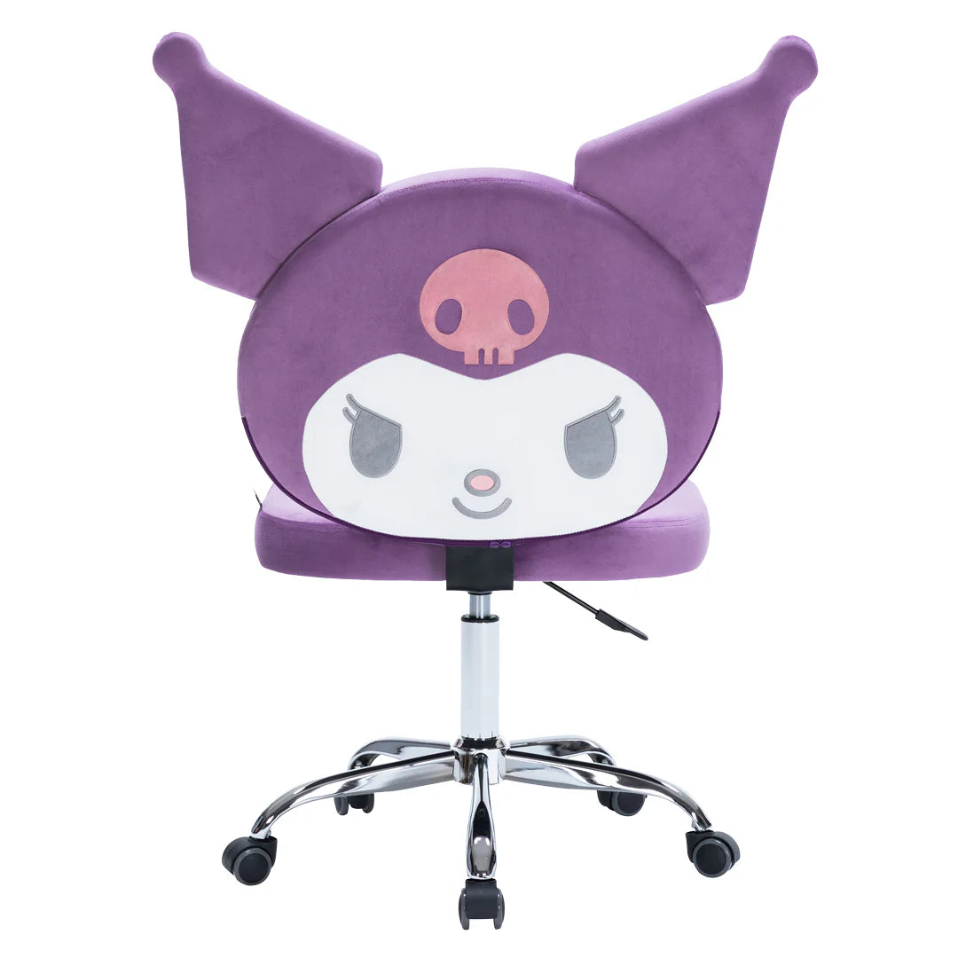 Purple cartoon chair with a skull design on a white background