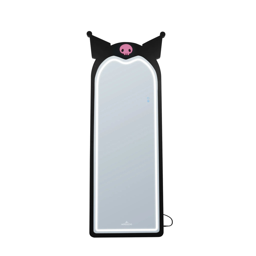 Rectangular mirror with black cat ears and pink center on a white background