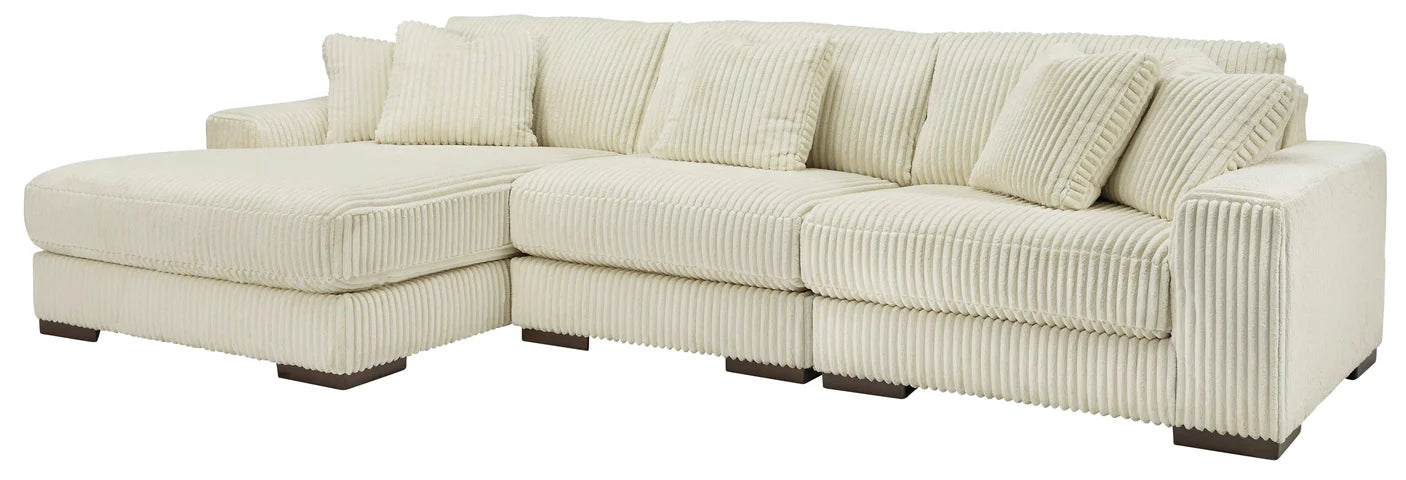 Beige sectional sofa on a white background