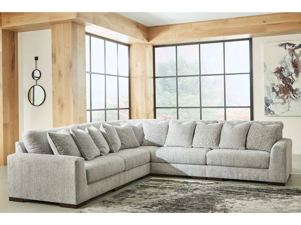 Regent Park Pewter 5pc Symmetrical Corner Sectional