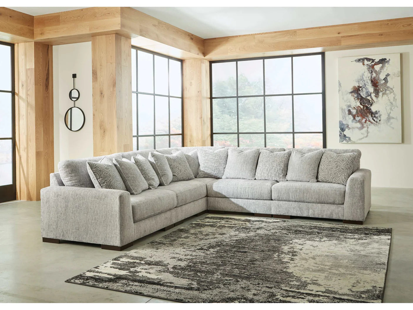 Regent Park Pewter 5pc Symmetrical Corner Sectional