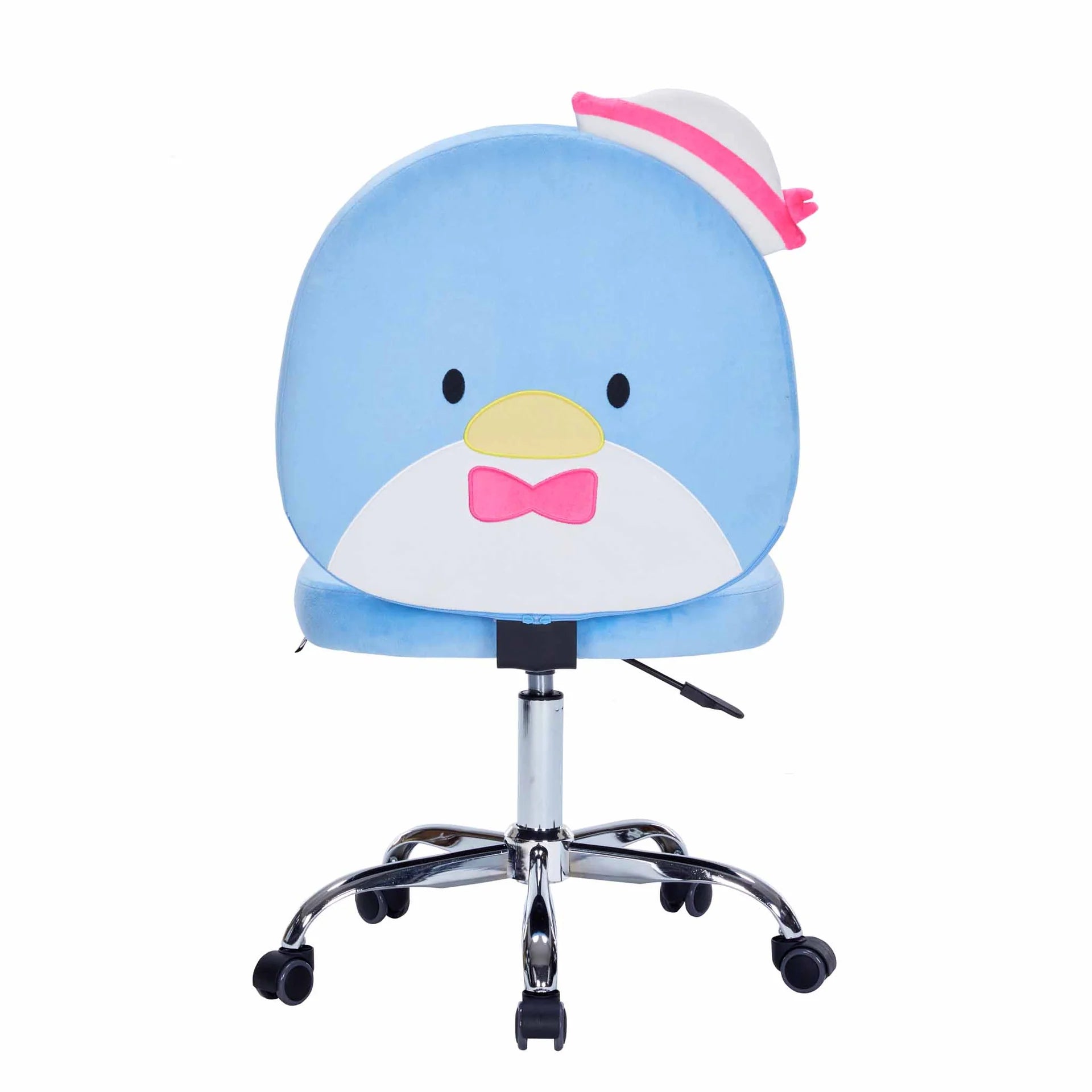 Children's chair with a blue duck design on a white background