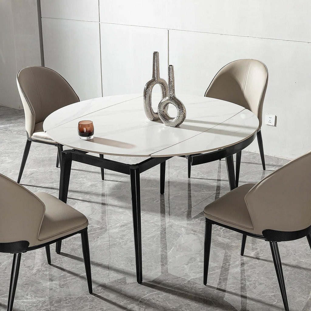 Dining table with chairs in a modern interior setting
