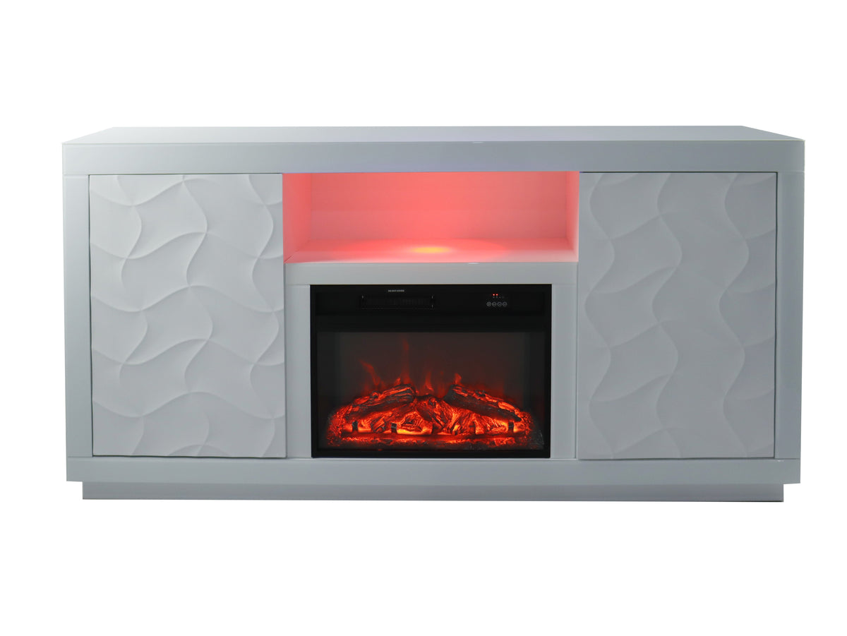Fully Assembled 71" Timeless White Electric Fireplace
