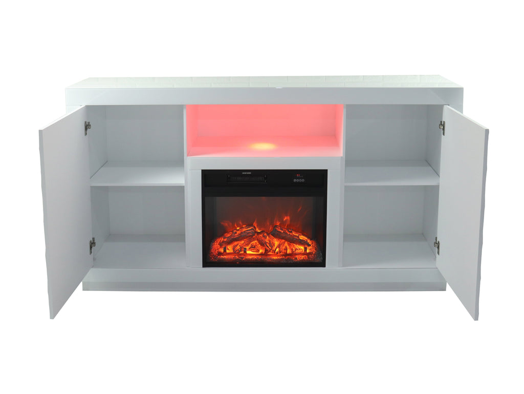 Fully Assembled 71" Timeless White Electric Fireplace