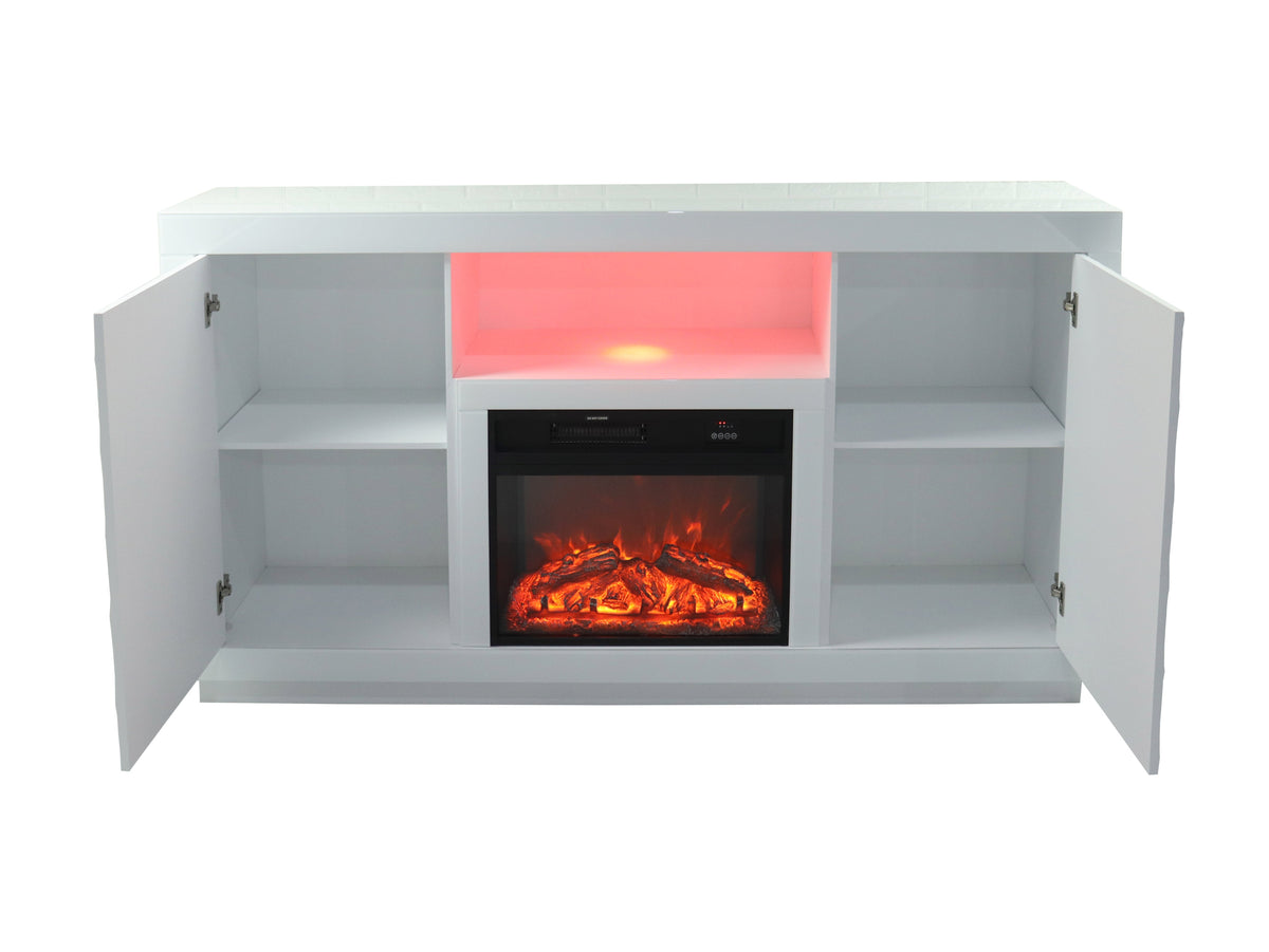 Fully Assembled 71" Timeless White Electric Fireplace