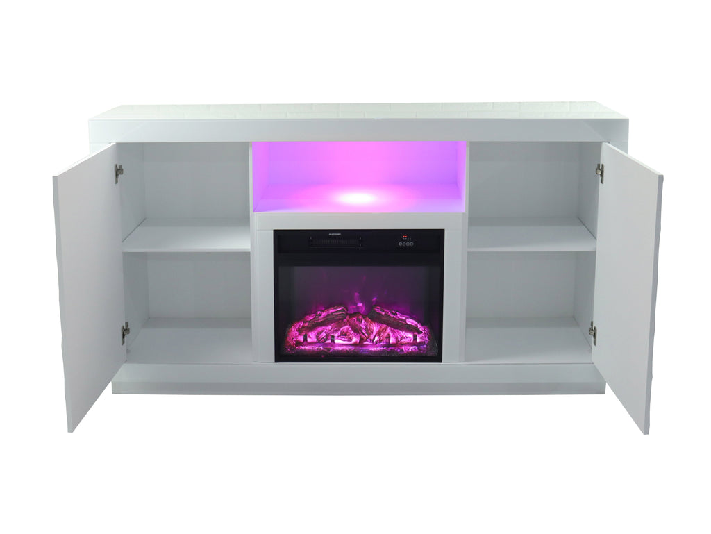 Fully Assembled 71" Timeless White Electric Fireplace