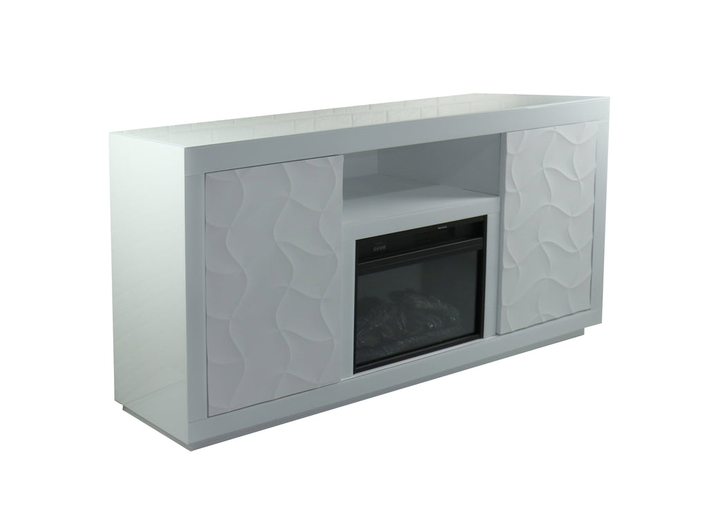 Fully Assembled 71" Timeless White Electric Fireplace