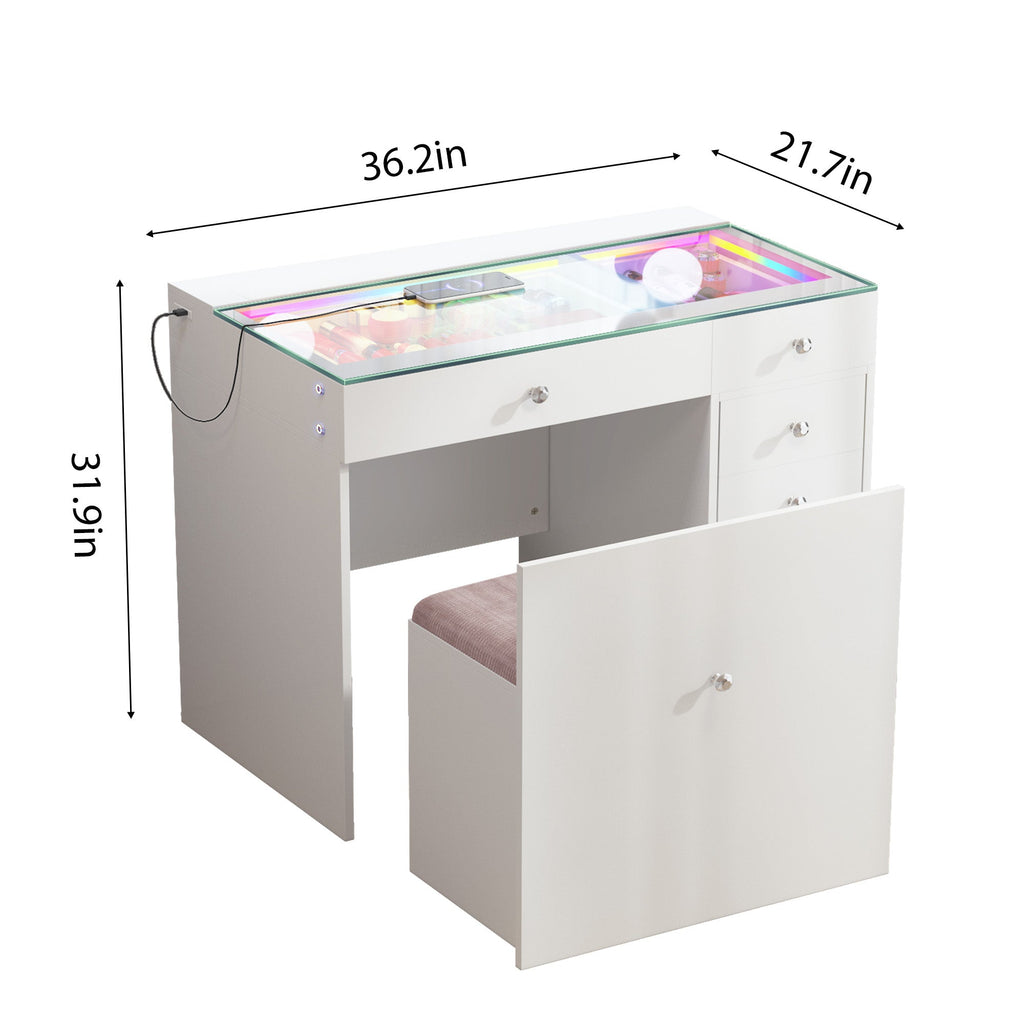 VANITII Mini Diana Vanity Desk With Soft Hidden Stool