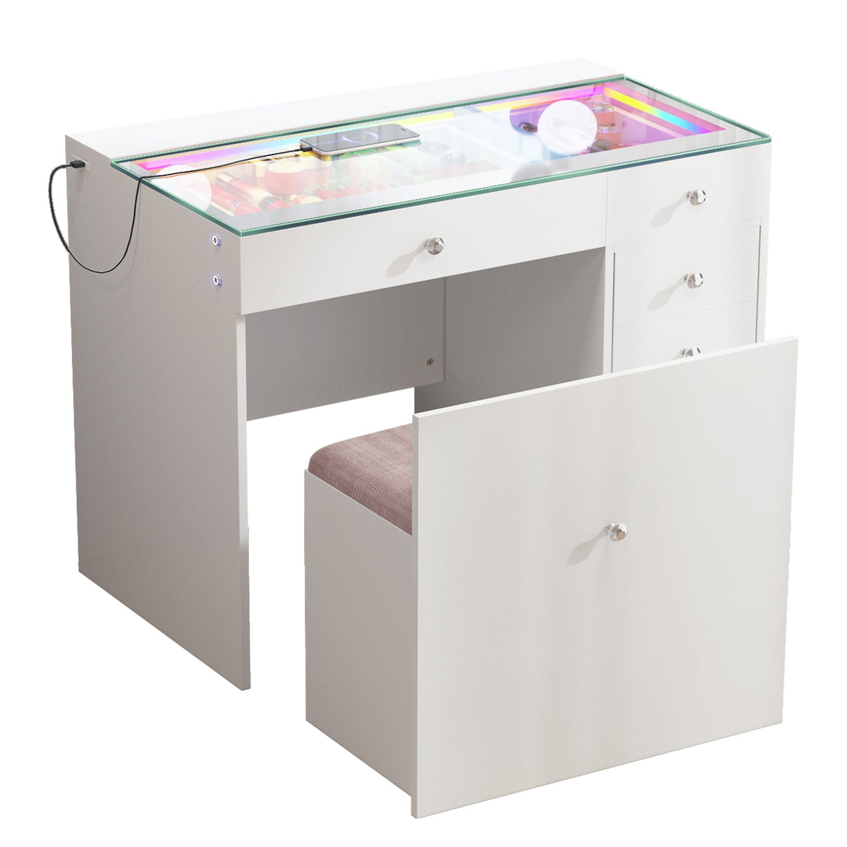 VANITII Mini Diana Vanity Desk With Soft Hidden Stool
