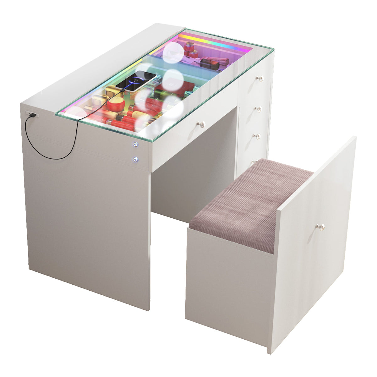 VANITII Mini Diana Vanity Desk With Soft Hidden Stool