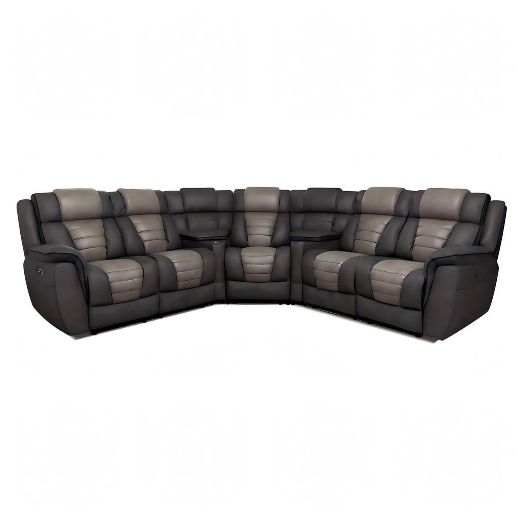 Canyon Classic American Power Reclining Sectional Sofa with Dual-Tone Upholstery
