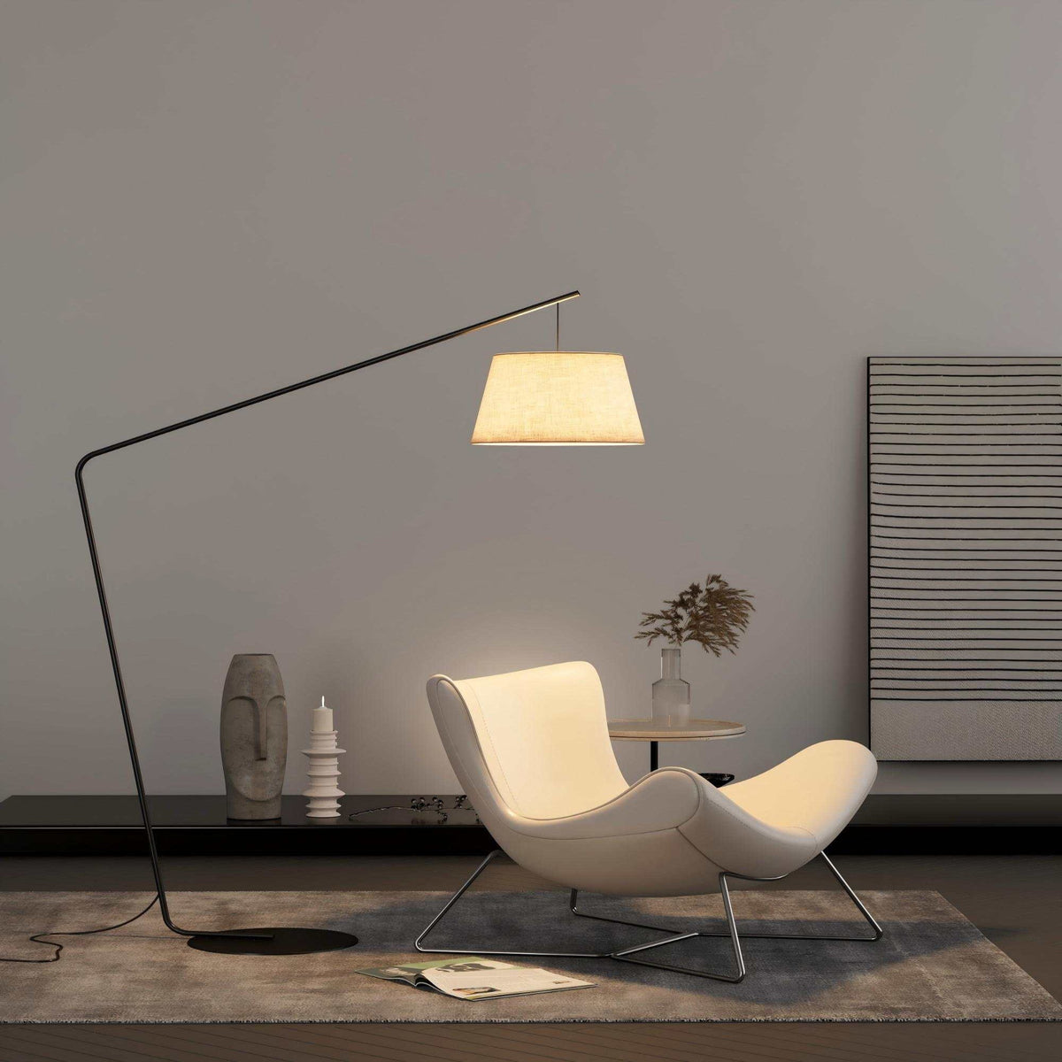 Modern 70" Floor Lamp: Black Iron Frame & Linen Shade for Living Room/Bedroom (US Standard Plug)