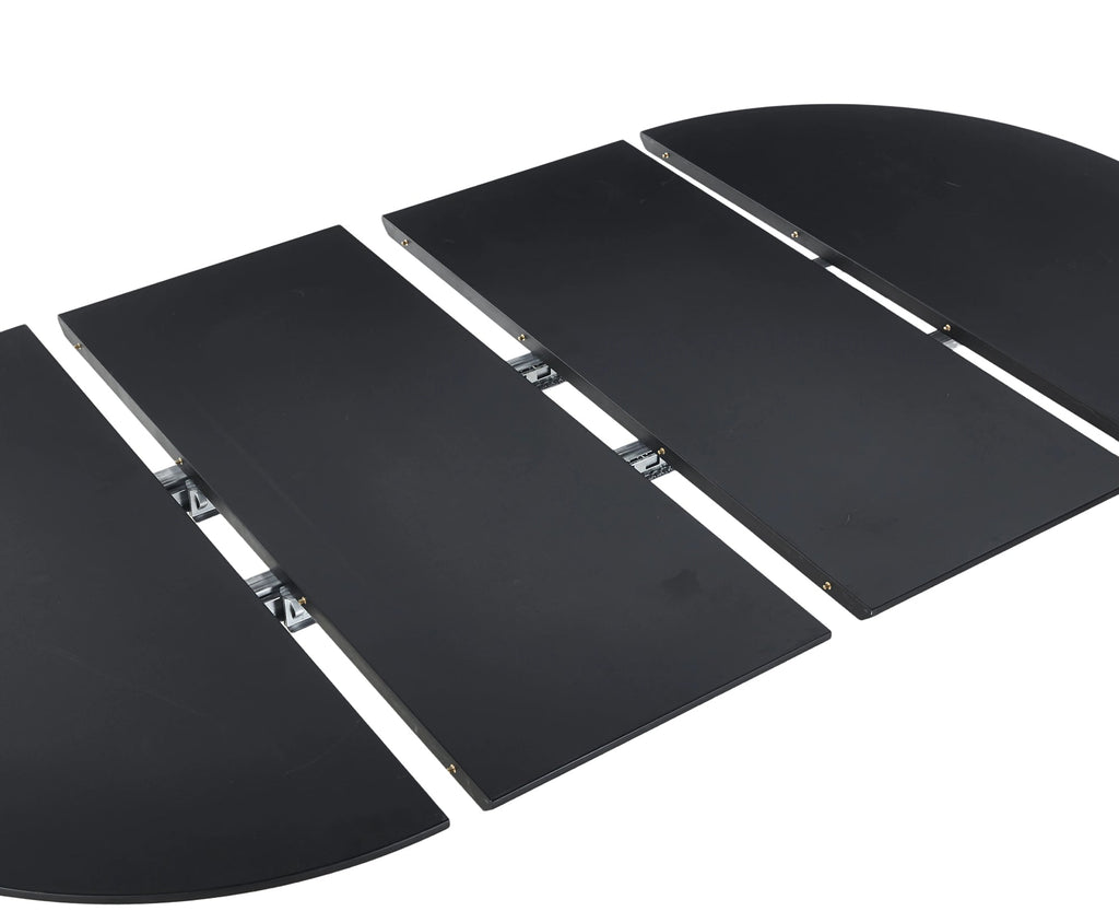 Black 71" Oval Extendable Dining Table: MDF Top, 40"-55"-71" Fold, Seats 6-8