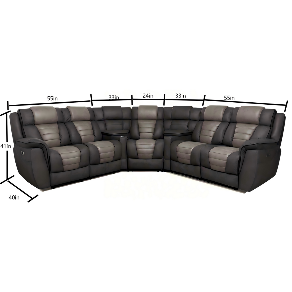 Canyon Classic American Power Reclining Sectional Sofa with Dual-Tone Upholstery