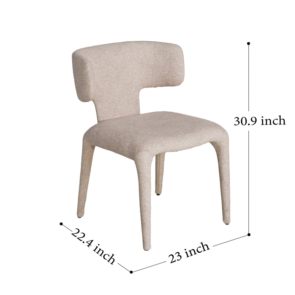 Contemporary Dining Chair - Fabric-Wrapped Legs & Curved Back Design，2PCS/CTN