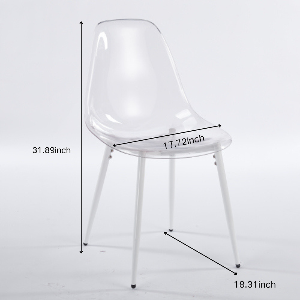 Clear Acrylic Accent Side Chairs w/ Metal Legs for Dining/Kitchen/Living Room 2pCS/CTN