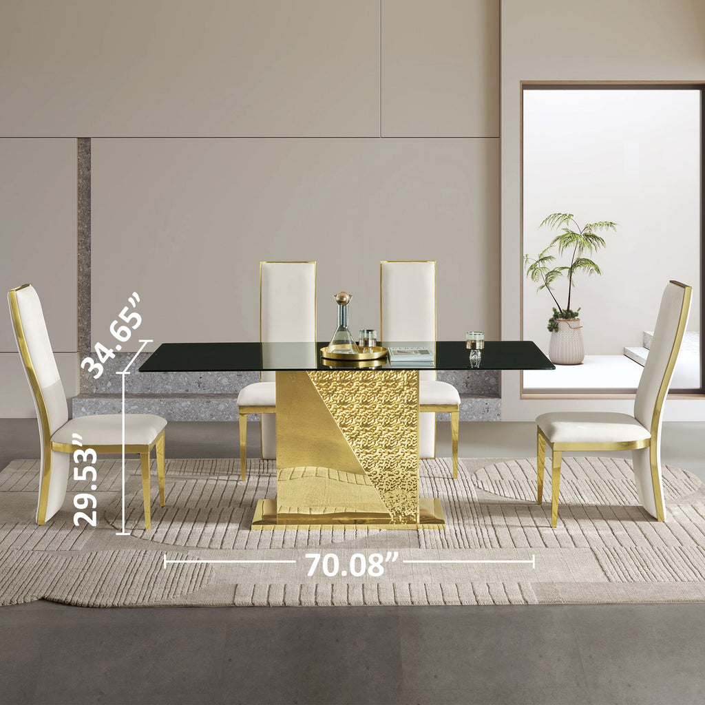 Stainless Steel & Tempered Glass Dining Table