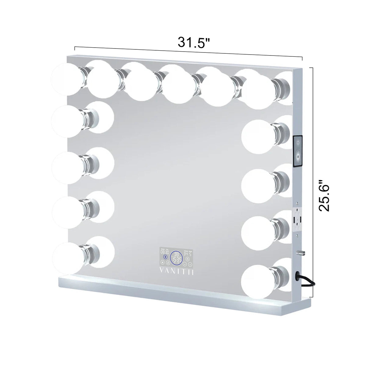 Vanitii Marilyn Hollywood vanity mirror with 14 LED bulbs measuring 31.5 inches wide by 25.6 inches high