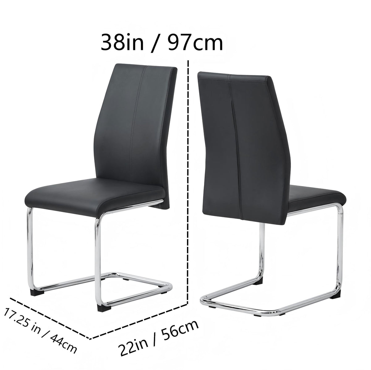 Black Leather Chrome Metal and Foam Dining ChairsCH006-2PCS/CTN