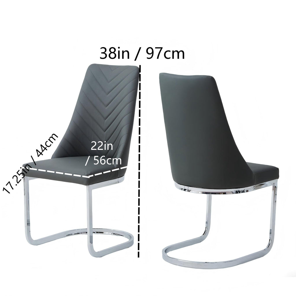 High Gloss Table and  Leather Chair-2PCS/CTN