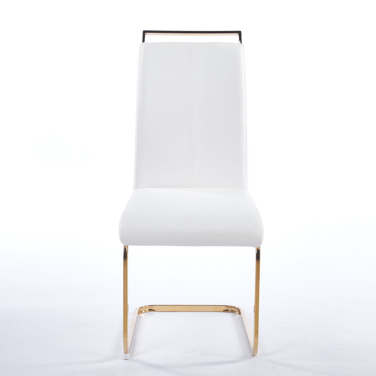 Contemporary Cantilever Dining Chair, Leather Upholstery with Golden Metal Base 4pCS/CTN