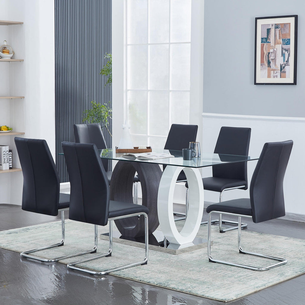 Black Leather Chrome Metal and Foam Dining ChairsCH006-2PCS/CTN