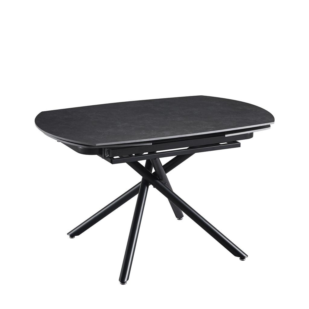 Extendable Ceramic Top Dining Table with Metal Legs (55.12 / 78.74 × 35.43 × 29.53)