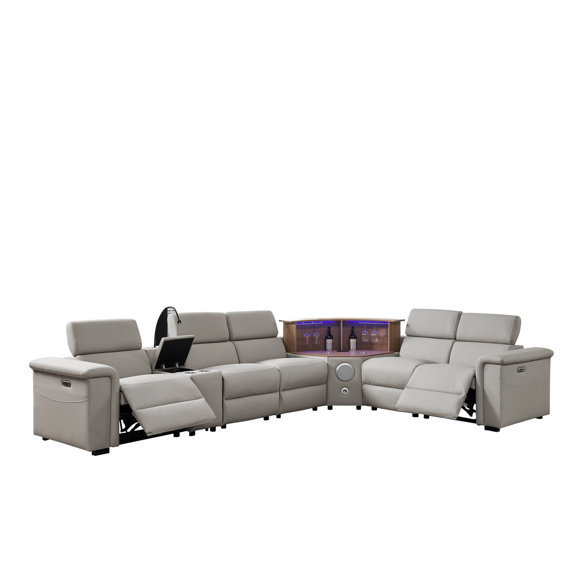 Luxury Leather Power Recliner with Rising Cabinet