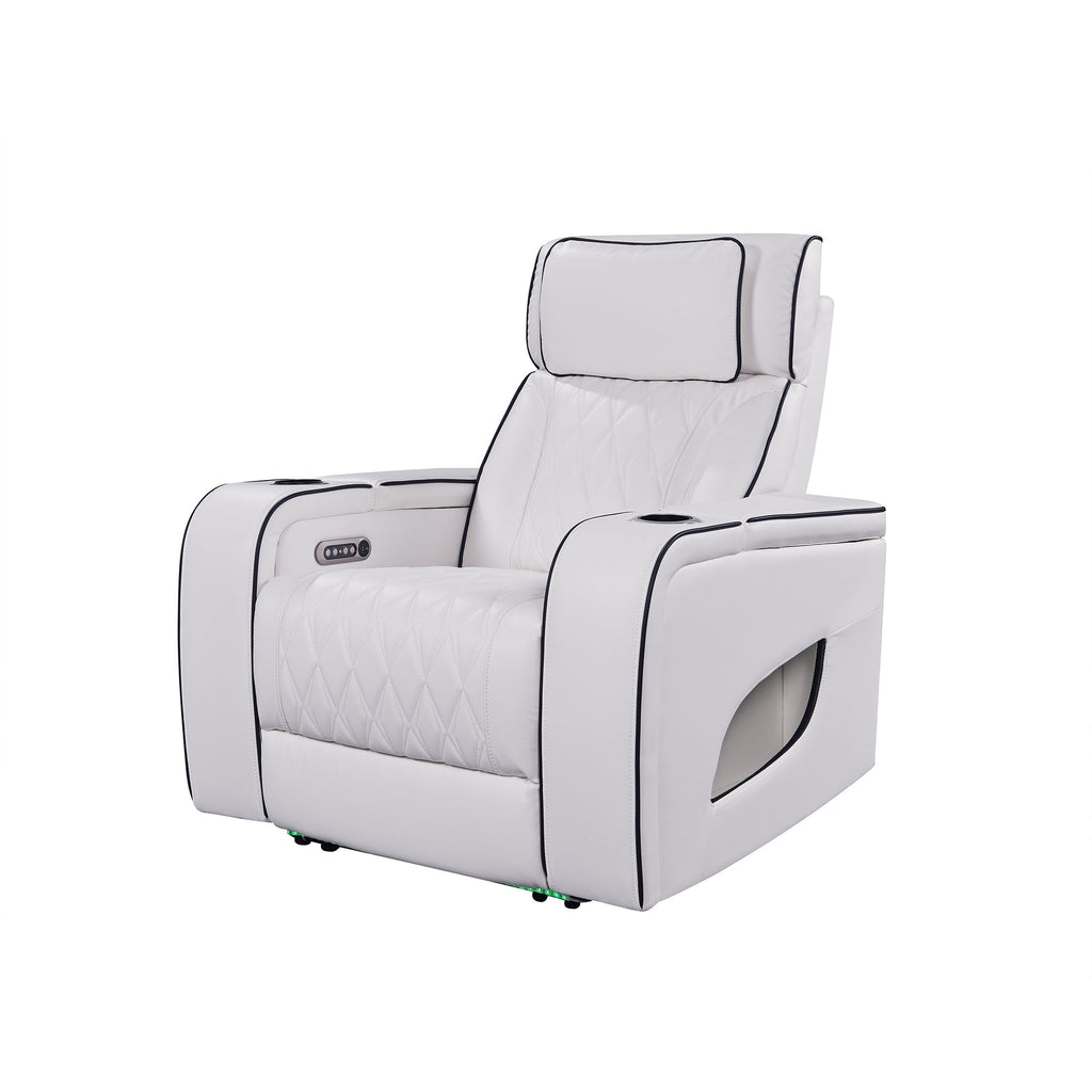 Jessie Power Recliner Chair - Modern White Leather Armchair