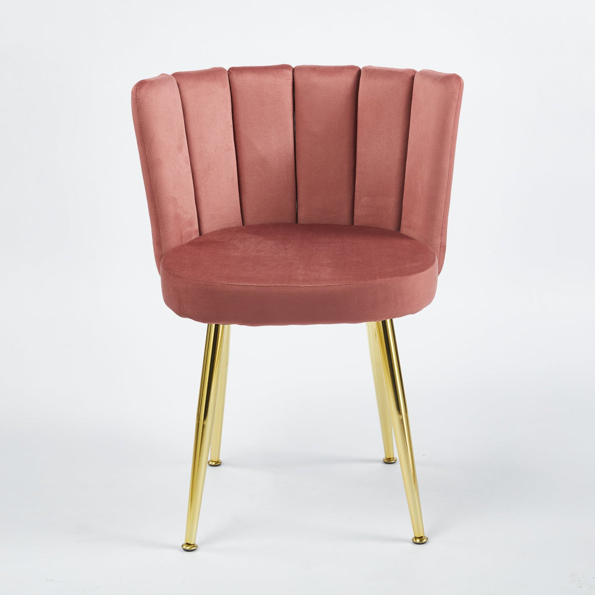 Modern Pink Dining Chair - Golden Iron Legs, Velvet Backrest 2pCS/CTN