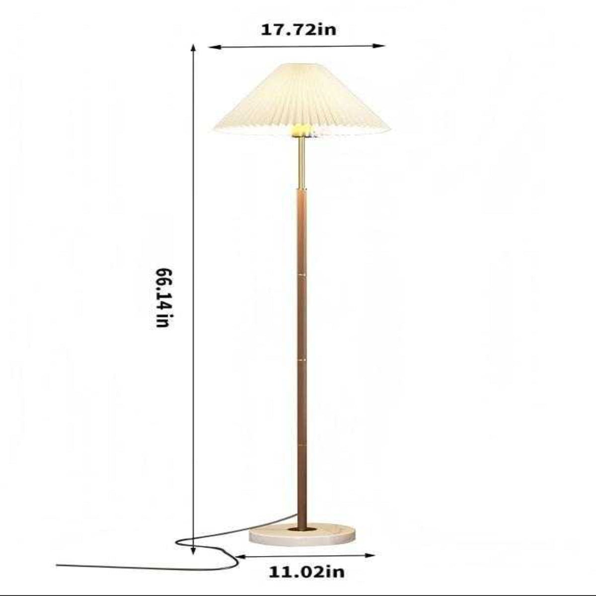 Wood & Gold Pleated Floor Lamp – retro-chic standing light, fits modern or mid-century spaces