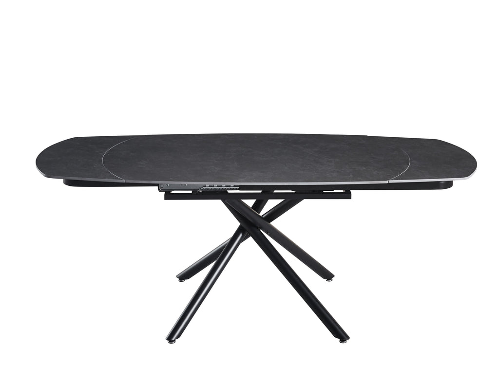 Extendable Ceramic Top Dining Table with Metal Legs (55.12 / 78.74 × 35.43 × 29.53)