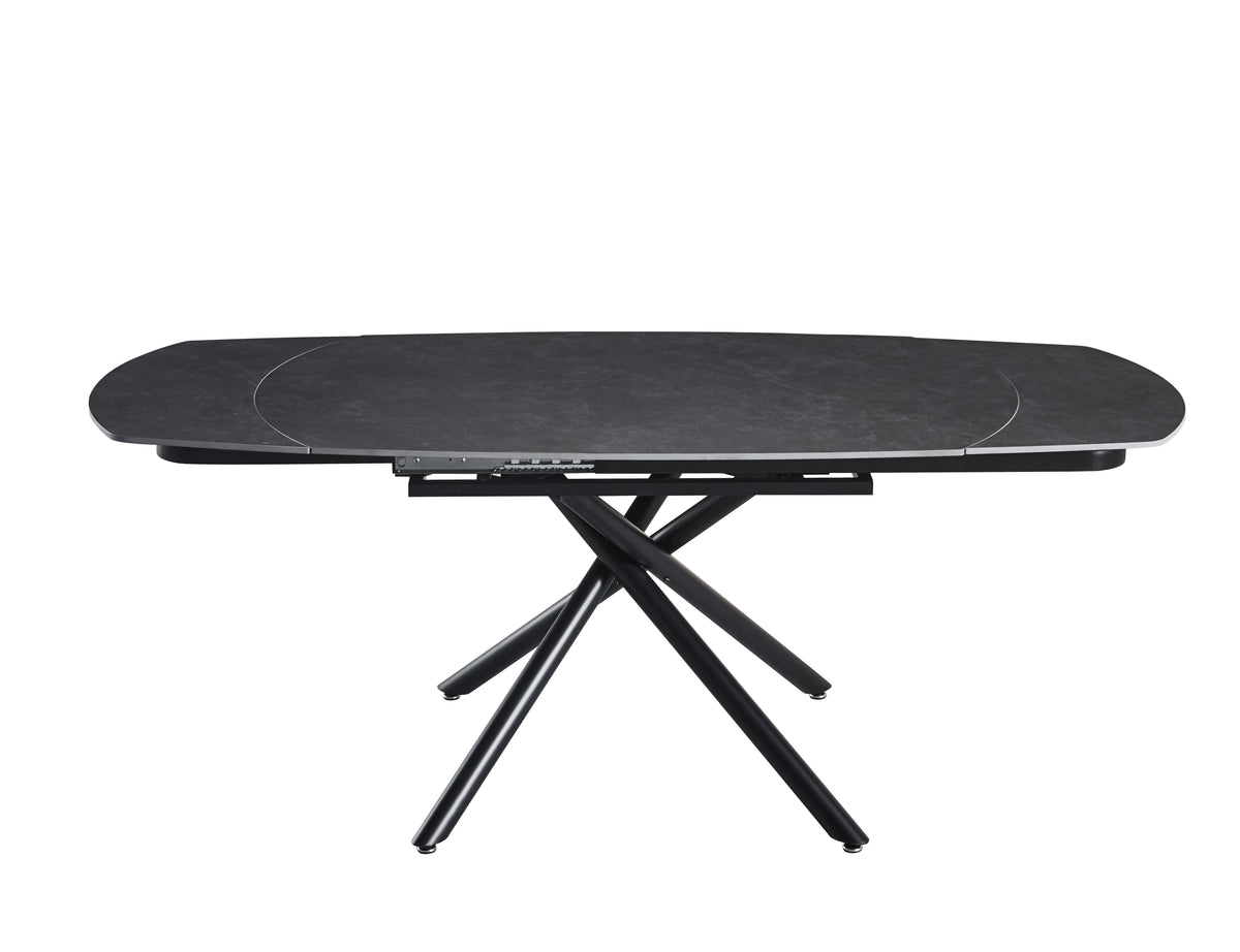 Extendable Ceramic Top Dining Table with Metal Legs (55.12 / 78.74 × 35.43 × 29.53)