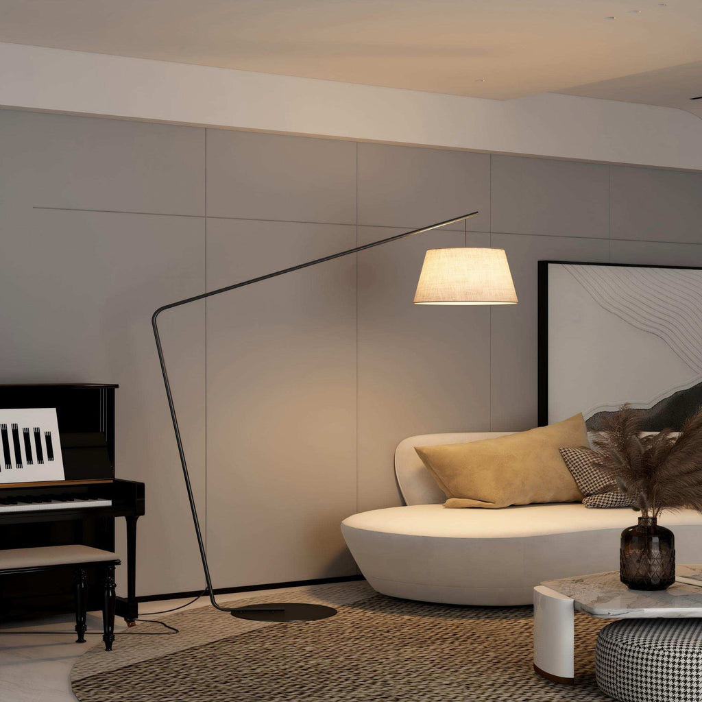 Modern 70" Floor Lamp: Black Iron Frame & Linen Shade for Living Room/Bedroom (US Standard Plug)