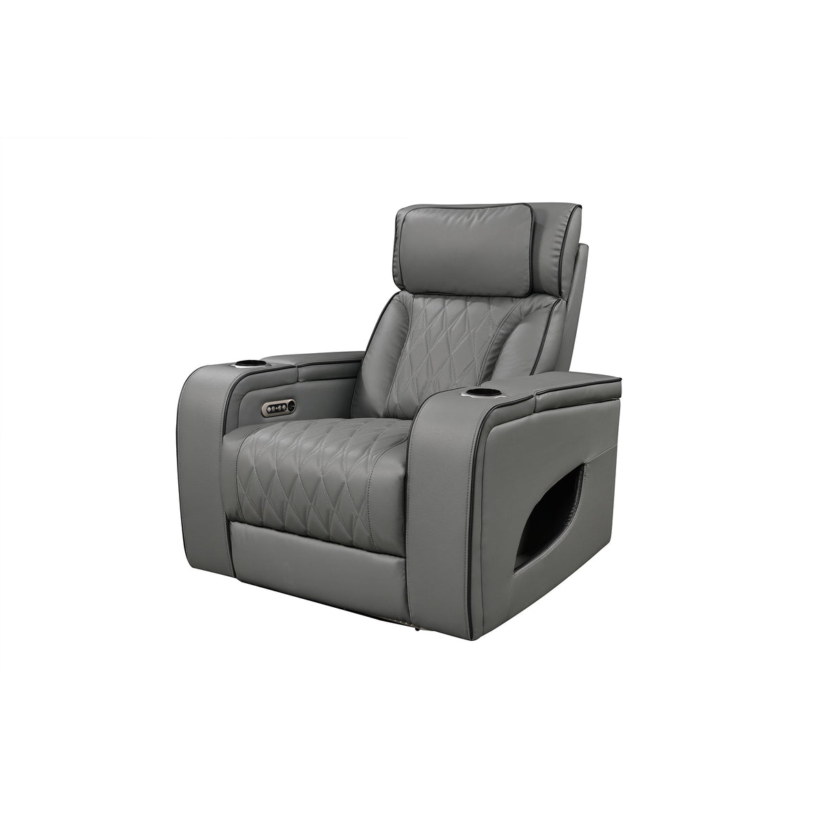 Jessie Power Recliner Chair - Modern Gray Leather Armchair