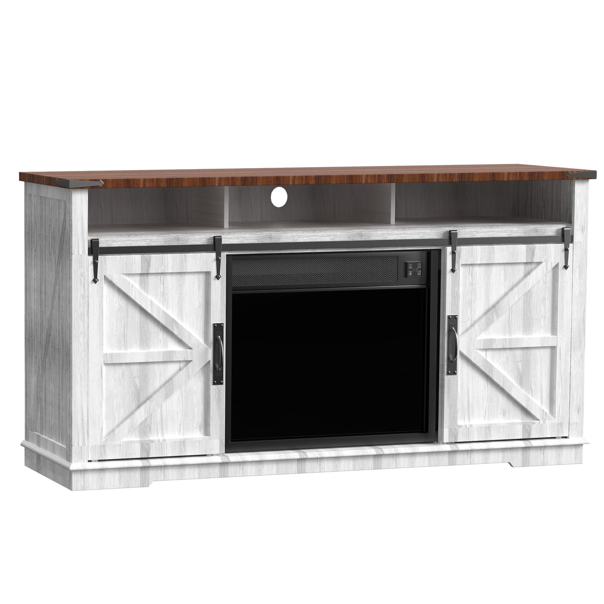Fully Assembled 70" TV stand with an electronic fireplace