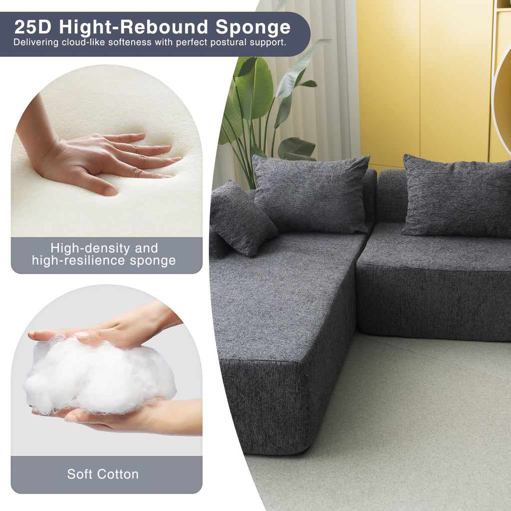 VANITII Modular Compressed Sectional Sofa - Multi-Piece Compressible Sofa Set