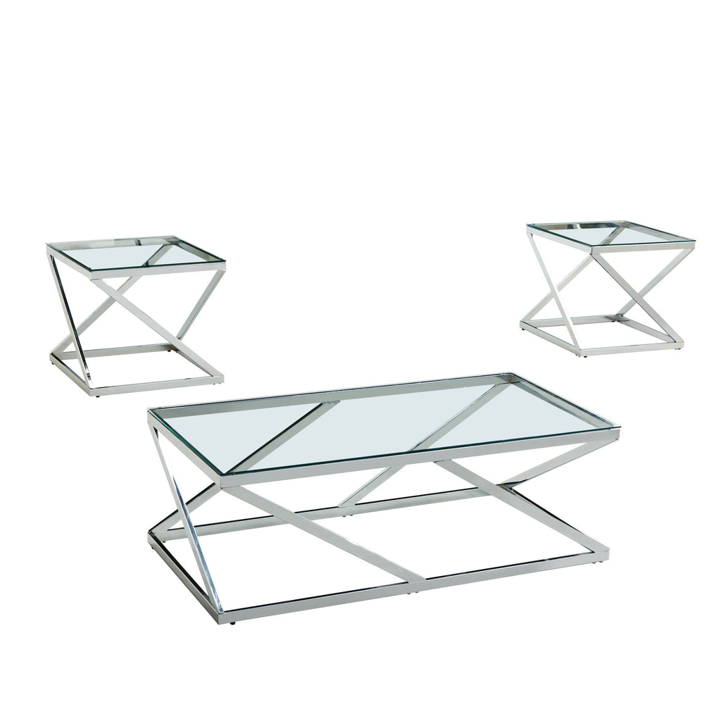 3-Piece Coffee Table Set In Chrome Finish