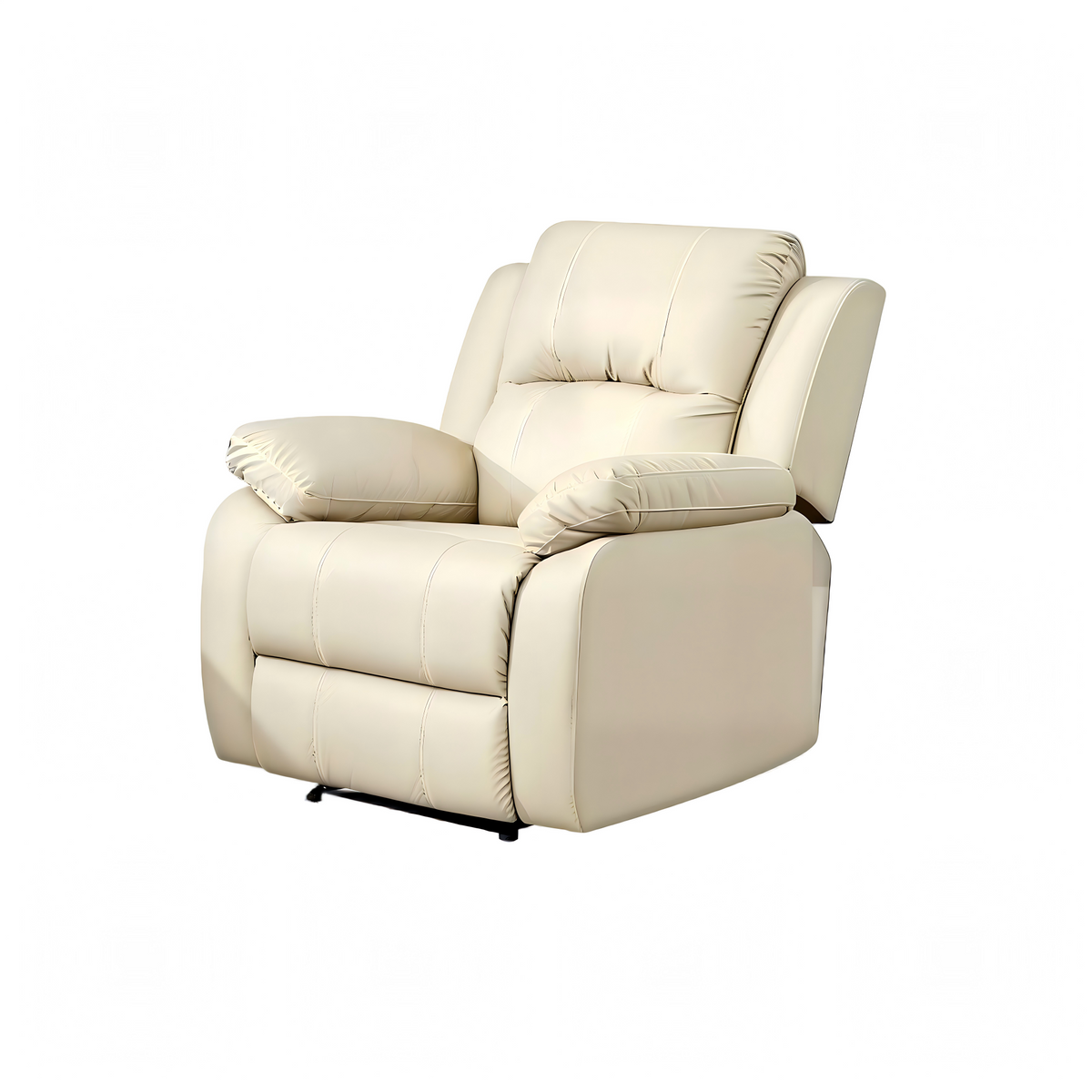 Lume Power Recliner 1-Seater Sofa in Ivory Faux Leather with Hidden Cupholders